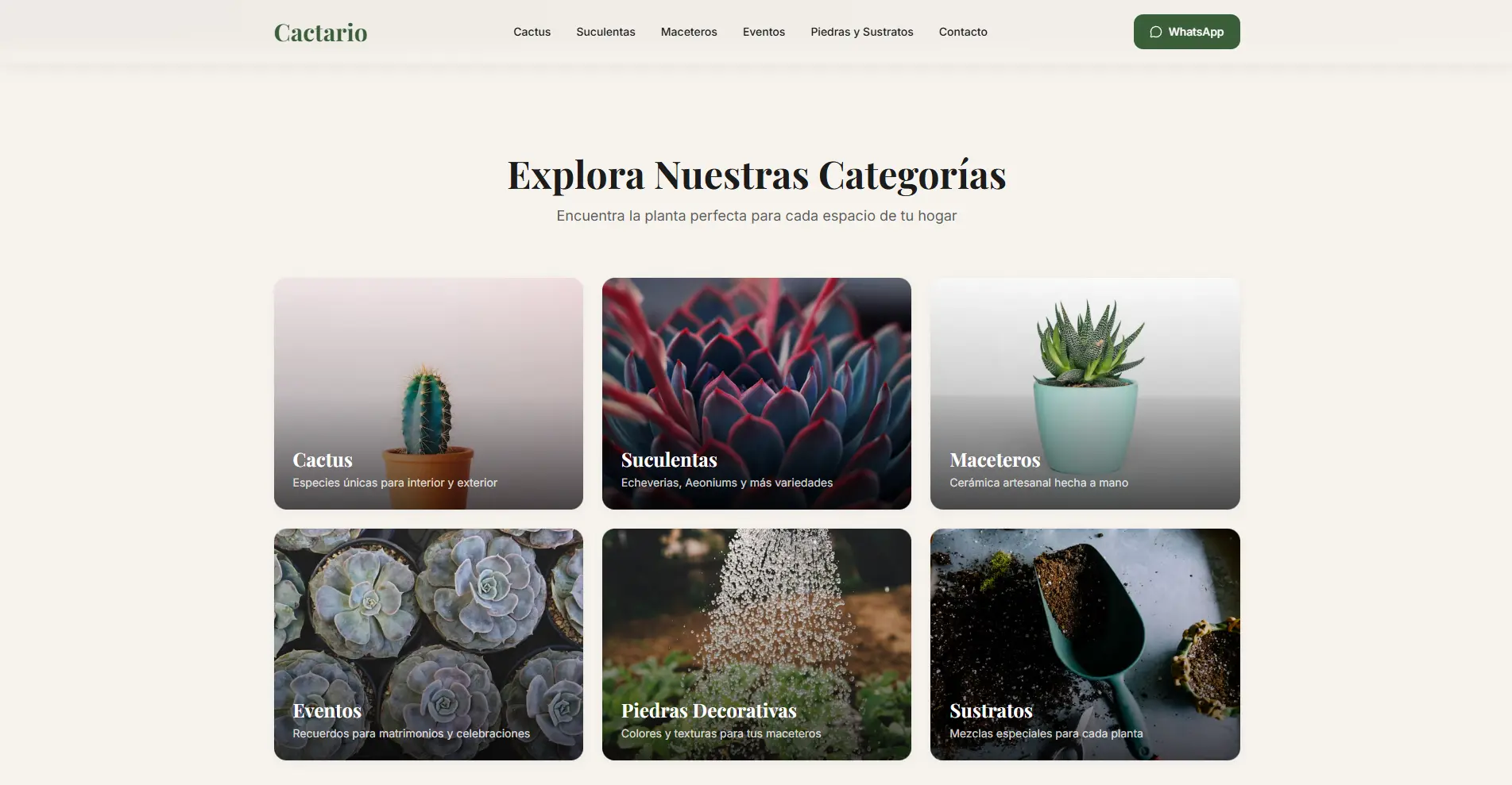 Cactario — nuevo catálogo de categorías
