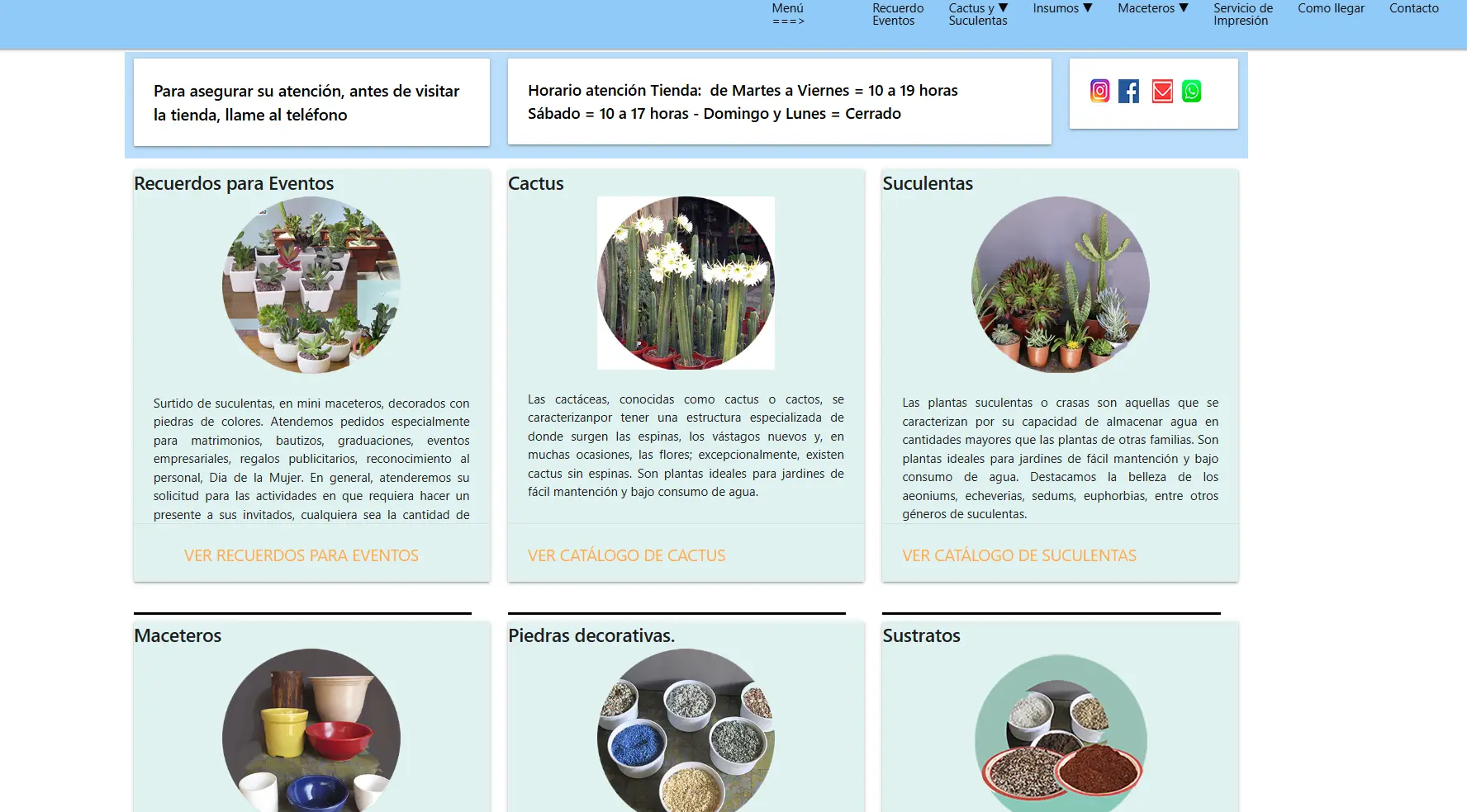 Cactario — diseño anterior del sitio web